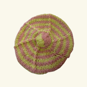 Boina de lana amarillo y rosa